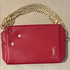 YSL red leather beaute crossbody bag New